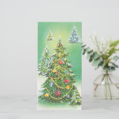 Kerstbomen uit het verleden feestdagenkaart (Staand voorkant)