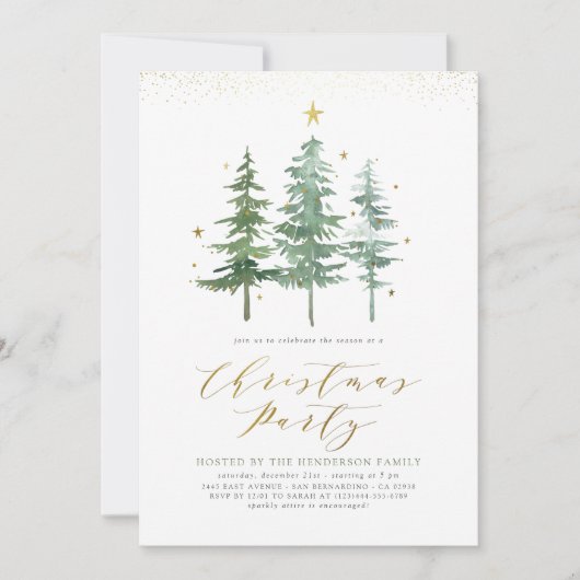 kerstbomen | Uitnodiging feestdag (Voorkant)