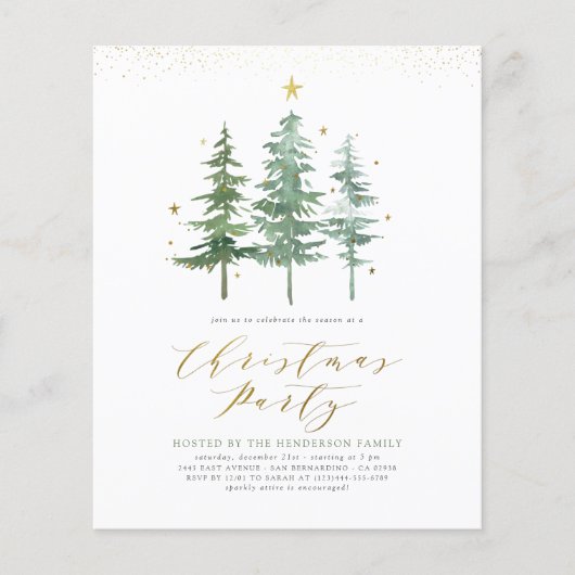 kerstbomen | Uitnodiging voor de budgettaire feest (Voorkant)