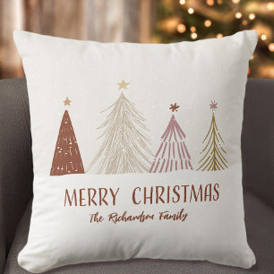 Kerstbomen Vakantie Aangepaste Familie Thuis Kussen