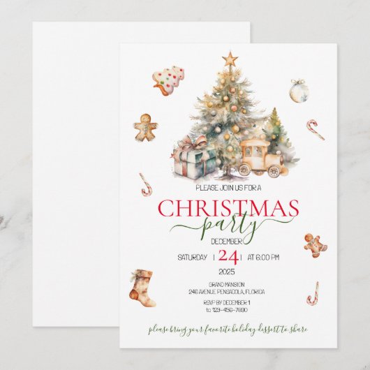 Kerstbomen Vakantie bomen Uitnodiging (Voorkant / Achterkant)