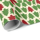 Kerstbomen Vakantiepatroon Cadeaupapier (Rol Hoek)