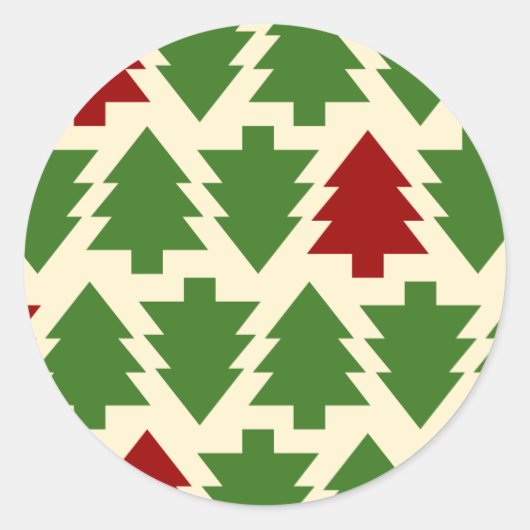 Kerstbomen Vakantiepatroon Ronde Sticker (Voorkant)