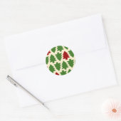 Kerstbomen Vakantiepatroon Ronde Sticker (Envelop)