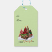 Kerstbomen vakantieseizoen cadeaulabel (Achterkant)