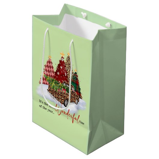 Kerstbomen vakantieseizoen medium cadeauzakje (Voorkant Gekanteld)