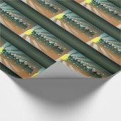 kerstbomen van geel en groenpapier cadeaupapier (Hoek)