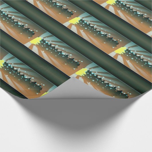 kerstbomen van geel en groenpapier cadeaupapier (Hoek)