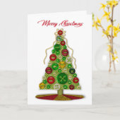 kerstbomen, van ons allemaal, Buttonnen Kaart (Gele Bloem)