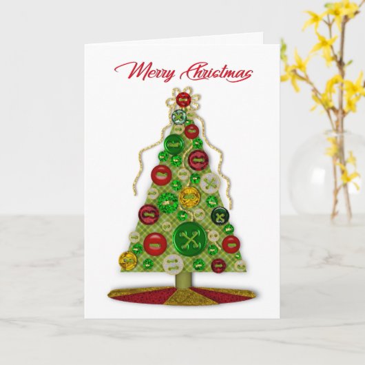 kerstbomen, van ons allemaal, Buttonnen Kaart (Gele Bloem)