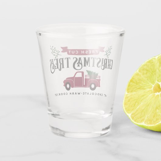 kerstbomen, vers gesneden shot glas (Achterkant)