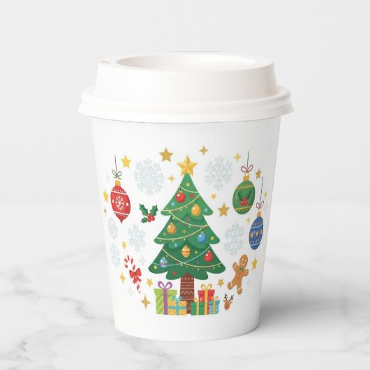 Kerstbomen & Versieringen Papieren Bekers (Achterkant)