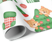 Kerstbomen, versierselen en katten cadeaupapier (Rol Hoek)