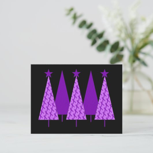 Kerstbomen - Violet Ribbon Feestdagenkaart (Staand voorkant)