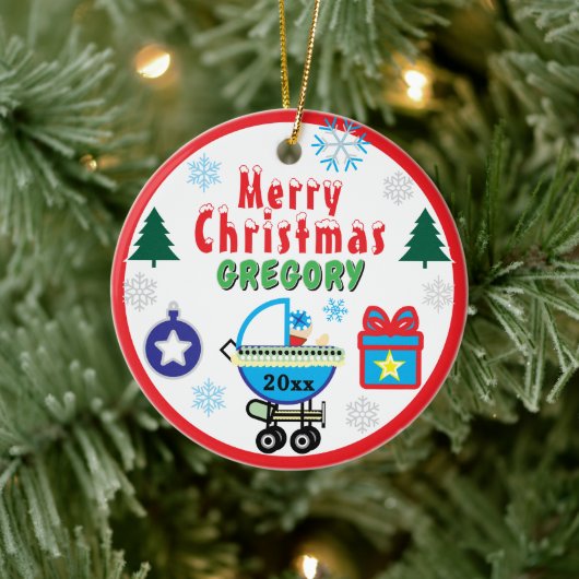 Kerstbomen voor jongensnaam Blauwe Koets Keramisch Ornament (Boom)