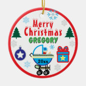 Kerstbomen voor jongensnaam Blauwe Koets Keramisch Ornament (Voorkant)