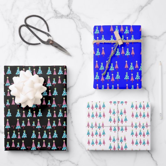 Kerstbomen Vouwbladen Inpakpapier  Vel (Voorkant)