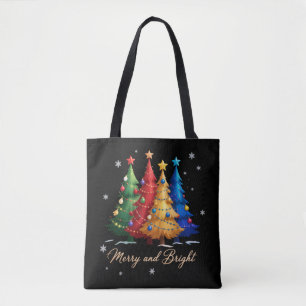 Kerstbomen vrolijk en helder Kerstcadeau Schattig Tote Bag
