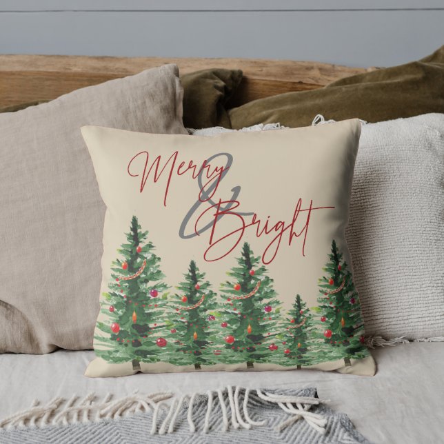 kerstbomen | Vrolijk & helder | SIERKUSSEN (Christmas Trees | Merry & Bright | Throw Pillow)