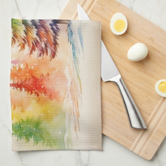 Kerstbomen Vrolijk Kerstfeest Laat het sneeuwen Theedoek (Quarter Fold)