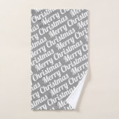 Kerstbomen "Vrolijk Kerstfeest" sneeuwgrijs rustie Bad Handdoek (Handdoek)