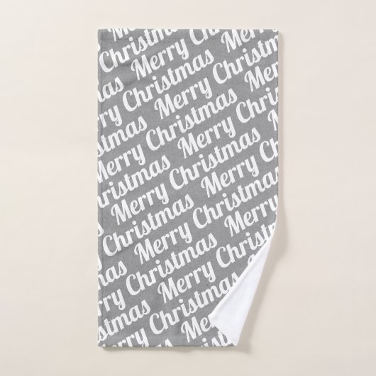 Kerstbomen "Vrolijk Kerstfeest" sneeuwgrijs rustie Bad Handdoek (Handdoek)