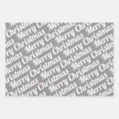 Kerstbomen "Vrolijk Kerstfeest" sneeuwgrijs rustie Inpakpapier Vel (Voorkant 3)