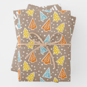 Kerstbomen "Vrolijke Kerstmis" sneeuw rustiek Inpakpapier Vel (In situ)