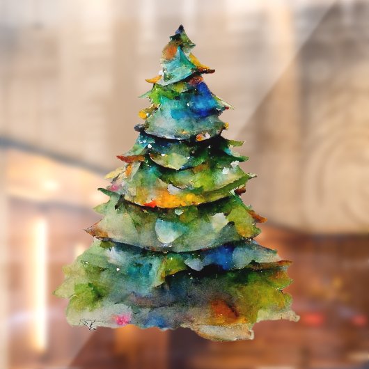 Kerstbomen Waterverf Pine Holiday Raamsticker (Vel 2)
