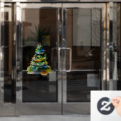 Kerstbomen Waterverf Pine Holiday Raamsticker (Kantoordeur)