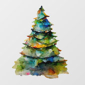 Kerstbomen Waterverf Pine Holiday Raamsticker (Vel)