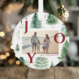 Kerstbomen Waterverf Rood Vreugde Foto Vakantie Ornament