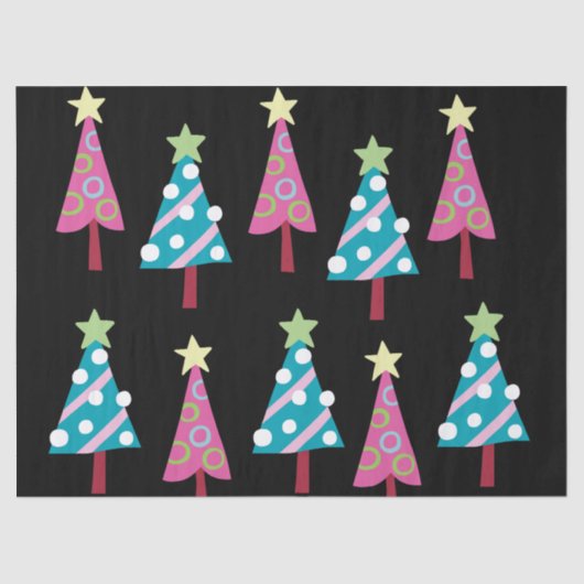 kerstbomen Weefpapier Roze & blauw Tissuepapier (Voorkant)