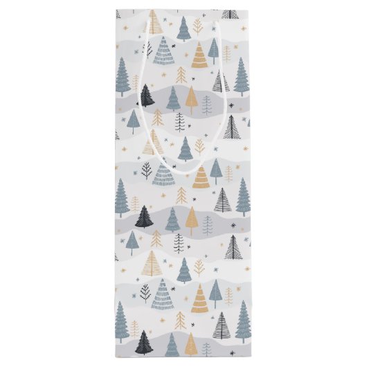 kerstbomen wijn cadeautas (Achterkant)