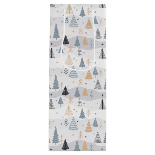 kerstbomen wijn cadeautas (Voorkant)