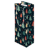 kerstbomen wijn cadeautas (Achterkant Gekanteld)