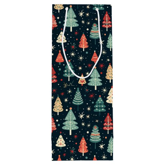 kerstbomen wijn cadeautas (Achterkant)