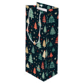 kerstbomen wijn cadeautas (Voorkant Gekanteld)