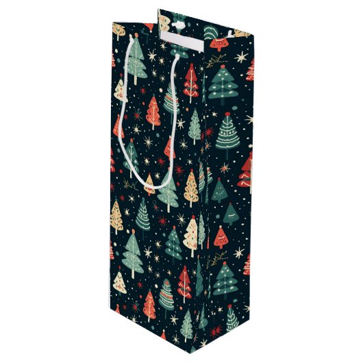 kerstbomen wijn cadeautas (Voorkant Gekanteld)