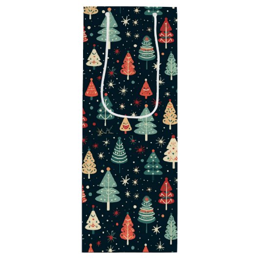 kerstbomen wijn cadeautas (Voorkant)