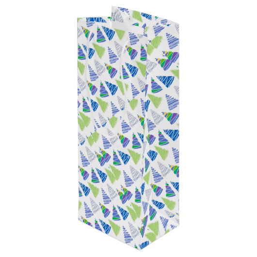 kerstbomen wijn cadeautas (Achterkant Gekanteld)