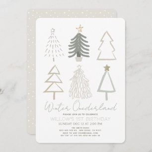 Kerstbomen Winter Onederland 1e verjaardag Kaart