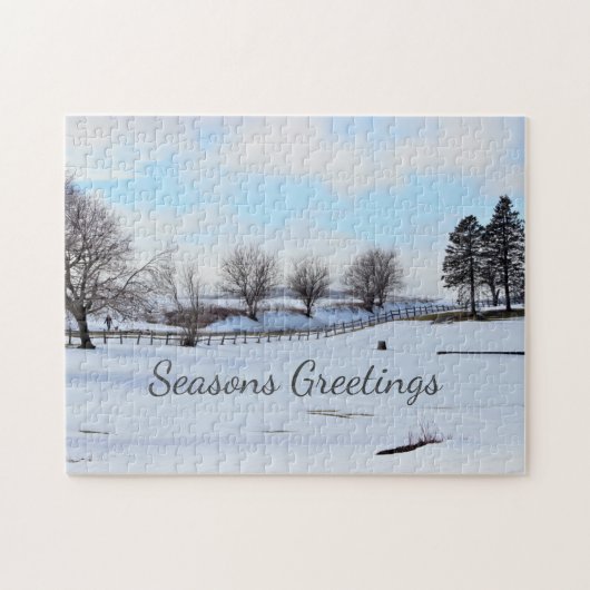 Kerstbomen Winter Scene Jigzaag Puzzle Legpuzzel (Horizontaal)