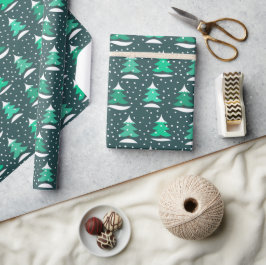 Kerstbomen winterpatroon Wrappapier Cadeaupapier