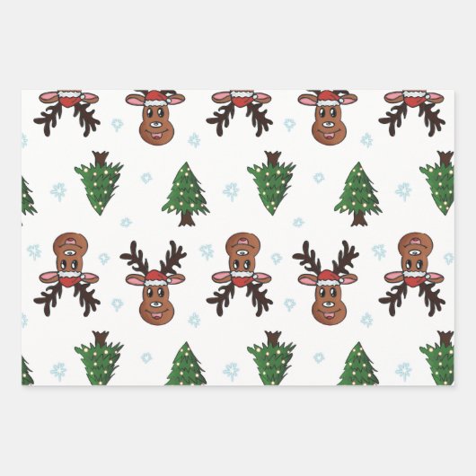 Kerstbomen winterrennen Sneeuwvlokken Inpakpapier Vel (Voorkant 3)