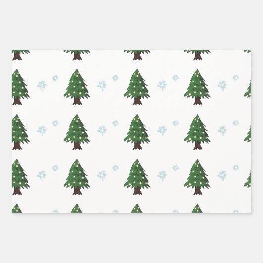 Kerstbomen winterrennen Sneeuwvlokken Inpakpapier Vel (Voorkant 2)