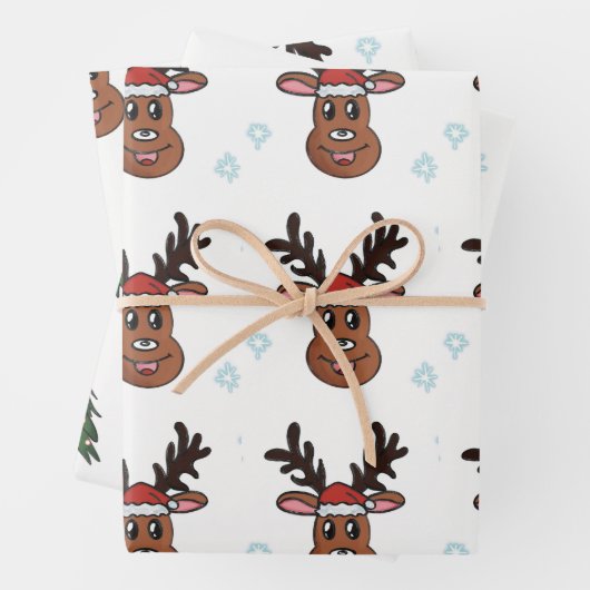 Kerstbomen winterrennen Sneeuwvlokken Inpakpapier Vel (In situ)