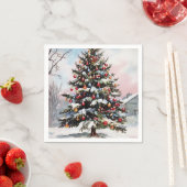 Kerstbomen winterse besneeuwde landschap servet (Insitu)