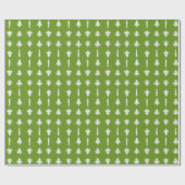 Kerstbomen Wit op Groen Cadeaupapier (Vlak)