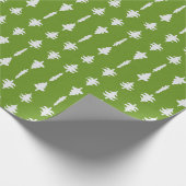 Kerstbomen Wit op Groen Cadeaupapier (Hoek)